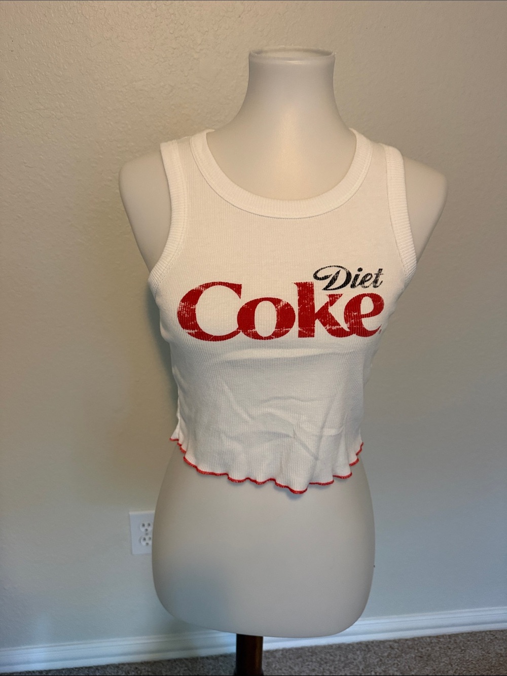 Forever 21 x Diet Coke White Ribbed Cropped Tank Top